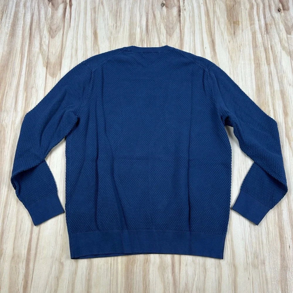 Banana Republic Women's Large Blue Waffle Knit Thermal Sweater Long Sleeve Casua